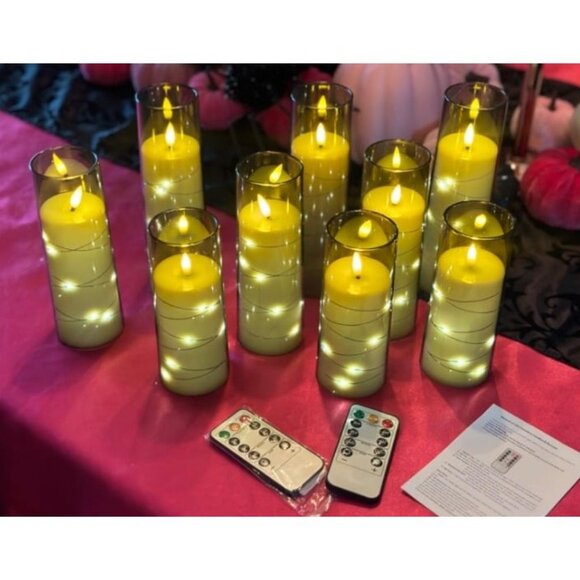 Flameless LED Candles with Timer 9 Pc Flickering Flameless Candles for Romantic - Picture 1 of 2
